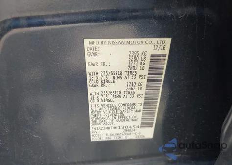 2017 Nissan Murano Sl from USA, damaged, VIN 5N1AZ2MH7HN130454